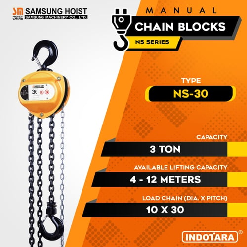 Manual Chain Block Katrol Takel 3 Ton Samsung NS-30 - 4 Meter