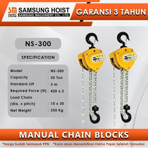 Manual Chain Block Katrol Takel 30 Ton NS300 - 3M