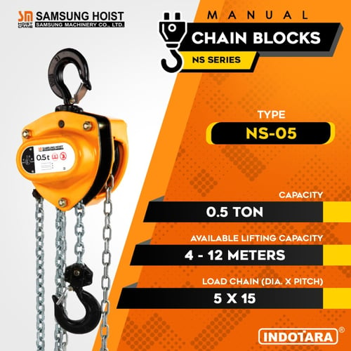 Manual Chain Block Katrol Takel 500 Kg Samsung NS-05 - 4 Meter