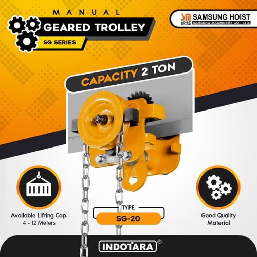 Manual Geared Trolley Troli Katrol Manual 2 Ton Samsung SG-20 - 6 Meter