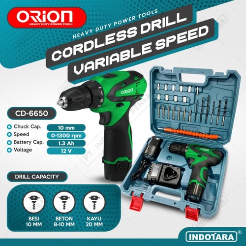 Mesin Bor Baterai Tangan/Cordless Drill Battery Orion CD6650 2 Battery - Green