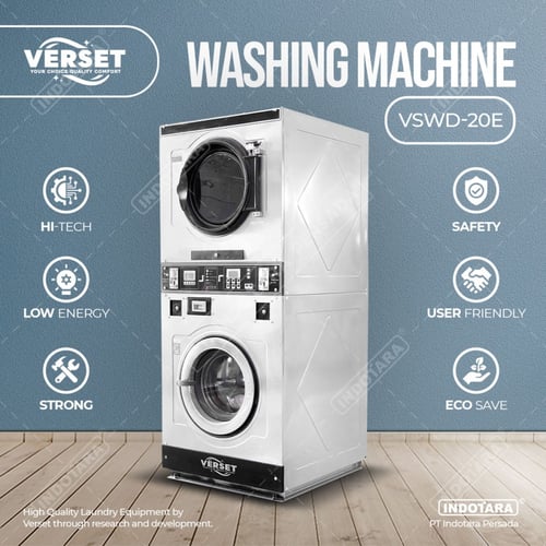 Mesin Cuci dan Pengering Verset Stack Koin VSWD-20E