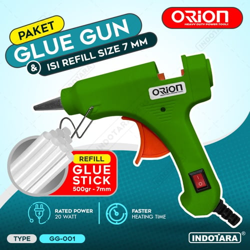 Paket Glue Gun & Isi Refill Size 7mm 500gr - Green