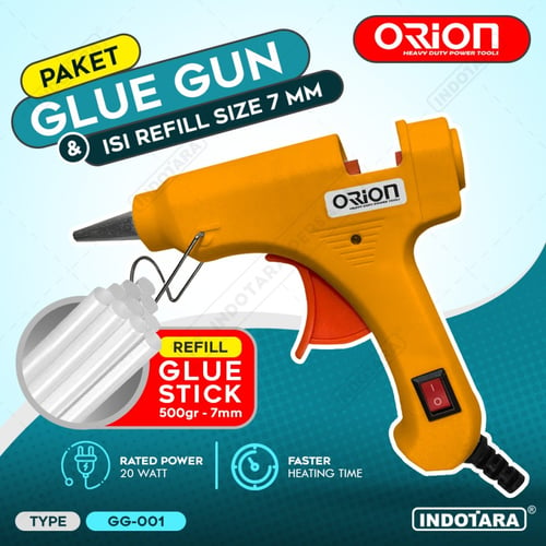 Paket Glue Gun & Isi Refill Size 7mm 500gr - Yellow
