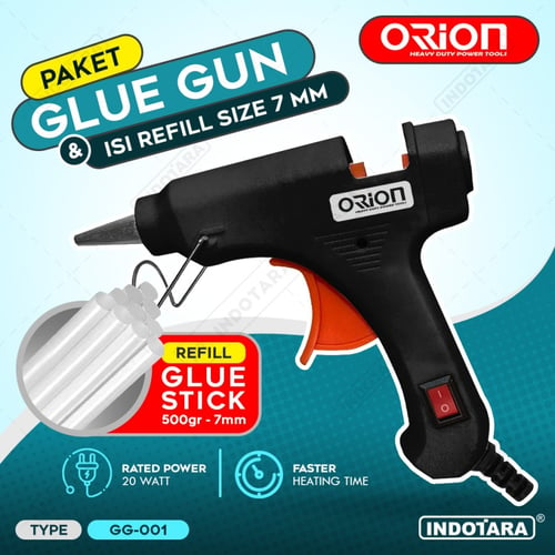 Paket Glue Gun & Isi Refill Size 7mm 500gr - Black