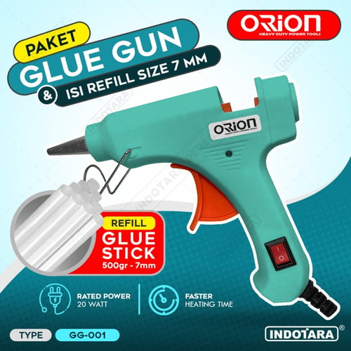 Paket Glue Gun & Isi Refill Size 7mm 500gr - Light Blue
