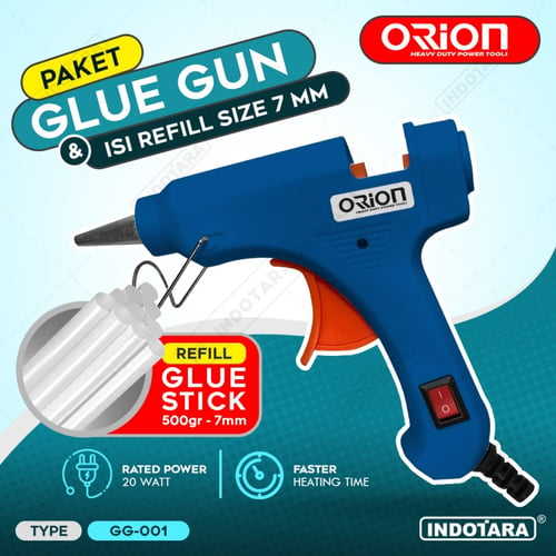Paket Glue Gun & Isi Refill Size 7mm 500gr - Blue