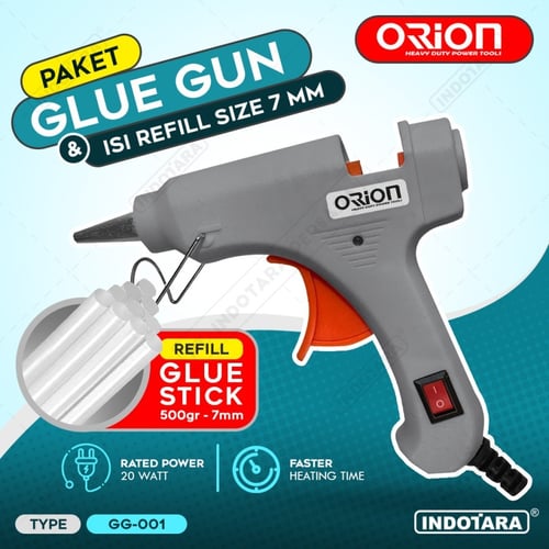 Paket Glue Gun & Isi Refill Size 7mm 500gr - Grey