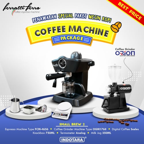 Paket mesin kopi Espresso Small Brew 1 - 2 - 3 - Hitam