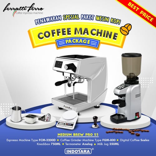 Paket mesin kopi Espresso Medium Brew Pro 52 - 53 - 54 - Silver