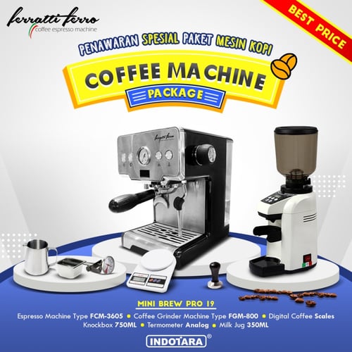 Paket mesin kopi Espresso Mini Brew Pro 19 - 20 - 21 - Putih