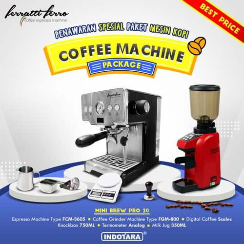 Paket mesin kopi Espresso Mini Brew Pro 19 - 20 - 21 - Merah