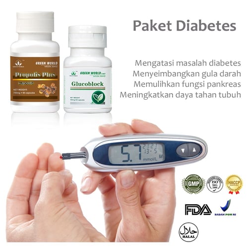 Paket Herbal Diabetes Propolis Plus Capsule dan Glucoblock Capsule