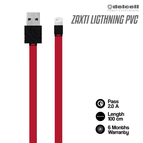 DELCELL Kabel Zaxti PVC Flat 2A Faster Charging Lightning USB 100cm