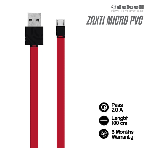 DELCELL Kabel Zaxti PVC Flat 2A Faster Charging Micro USB 100cm