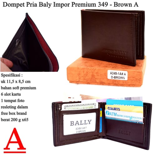 BALLY Dompet Pria Kulit Premium 349 A Coklat
