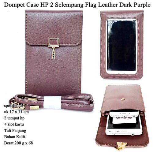Dompet Case Hp 2 Selempang Flag Leather Purple