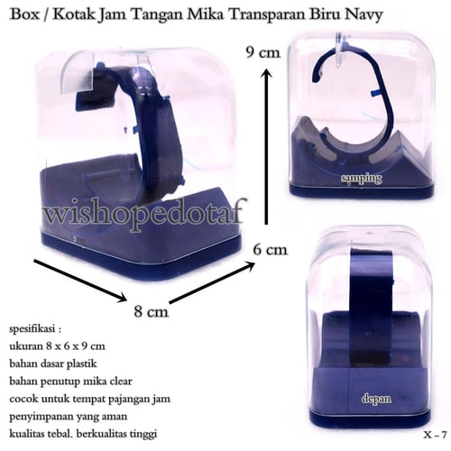 Box Jam Tangan Transparant Biru Navy