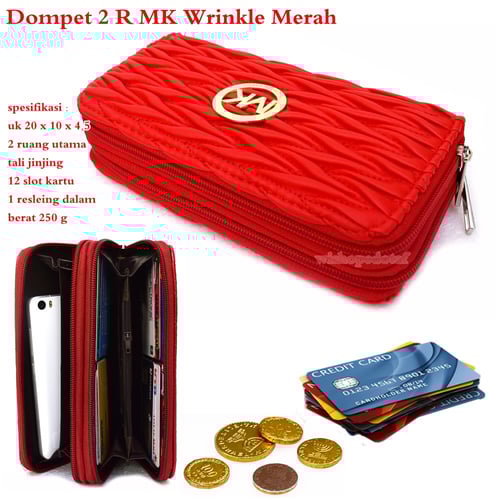 MICHAEL KORS Dompet 2 Ruang Wrinkle Merah