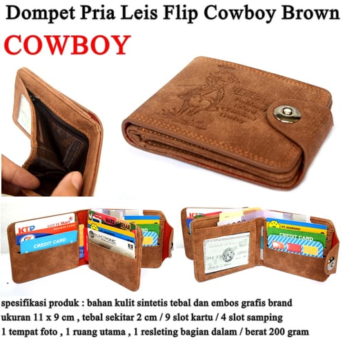 LEVIS Dompet Pria Leather Flip Cowboy Brown