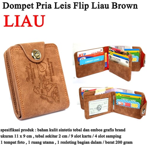 LEVIS Dompet Pria Leather Flip Liau Brown
