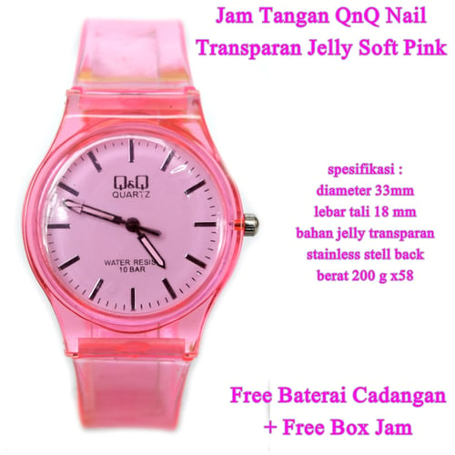Q&Q Jam Tangan Transparan Nail Soft Pink