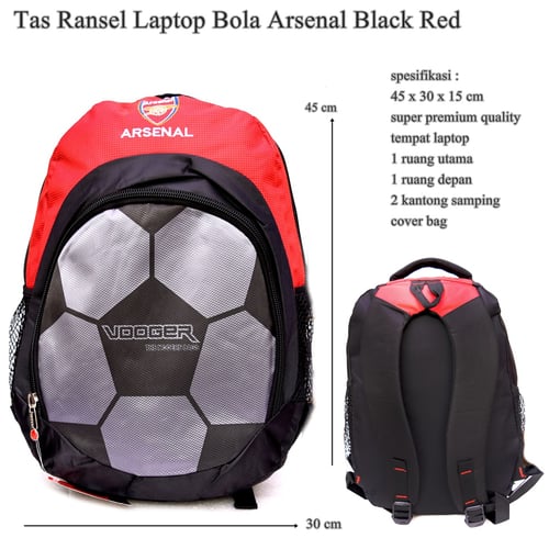 Tas Ransel Laptop Bola Arsenal Black Red