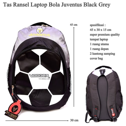 Tas Ransel Laptop Bola Juventus Black Grey