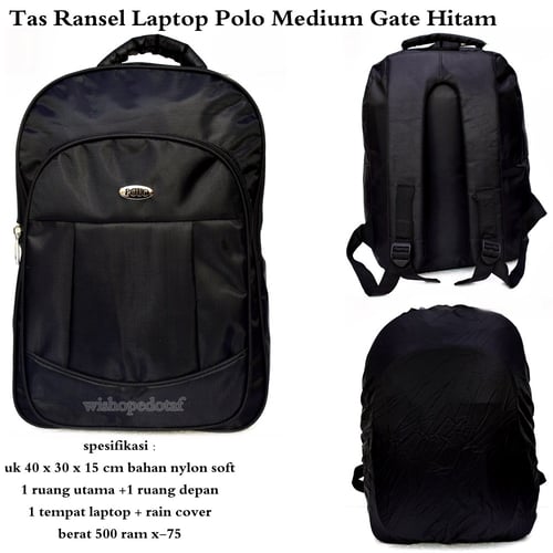 POLO Tas Ransel Laptop Medium Gate Hitam