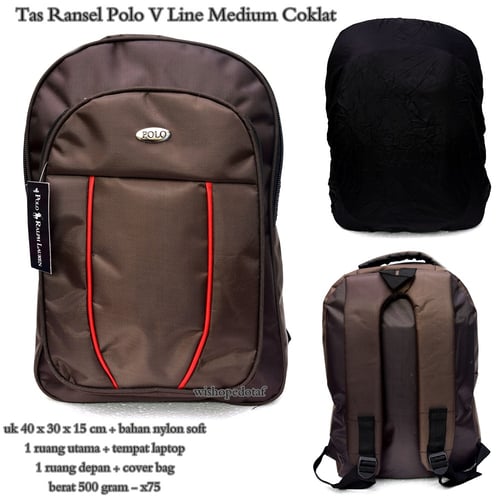 POLO Tas Ransel Laptop Medium V Line Coklat
