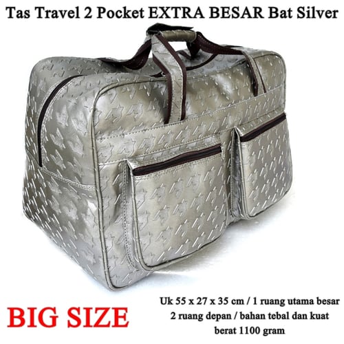 Tas Travel 2 Pocket Extra Besar Bat Silver