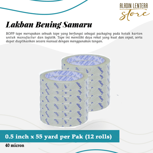 SAMARU BOPP TAPE CLEAR LAKBAN PLASTIK BENING - 11 mm x 50 m per slop