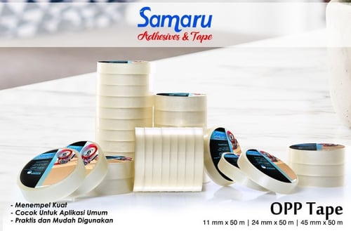 SAMARU Bopp Tape Lakban Plastik Bening 2 inch x 55 yard
