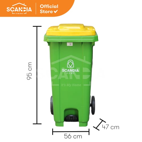 SCANDIA Tempat Sampah Plastic Wheel Bin W/Pedal (ZTL/XDL-120U-14)