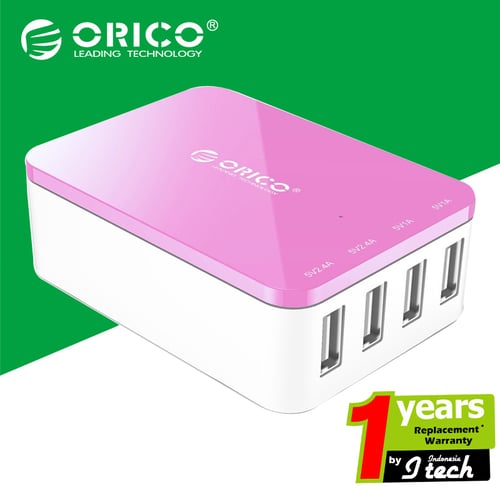 ORICO CSI-4U 4-Port Portable Desktop USB Super Charger -  PINK