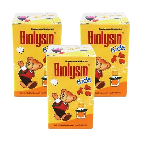 Biolysin Kids 30 Tablet - 3 Botol (Rasa Jeruk)