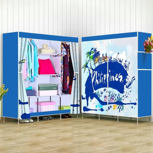 3019 BLUE  Multifunction Wardrobe lemari pakaian rak baju MEGAHOME