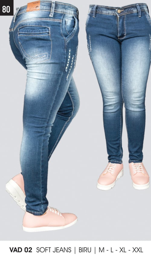 Celana Panjang Kasual Soft Jeans Wanita VAD 16 Biru