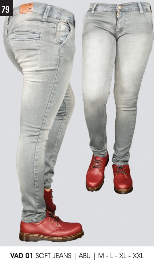 Celana Panjang Kasual Soft Jeans Wanita VAD 16 Abu Abu