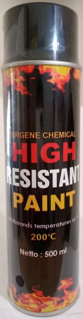 Cat Tahan Panas Api 200 Derajat Celcius - Hitam Glossy - Spray 500ml - Cat High Temperature - ERGENE Heat Resistant Paints