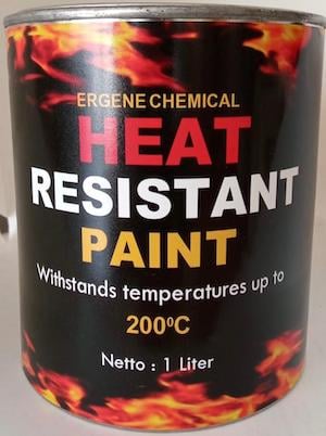Cat Tahan Panas Api 200 Derajat Celcius - Hitam Glossy - 1Liter - Cat High Temperature - ERGENE Heat Resistant Paints