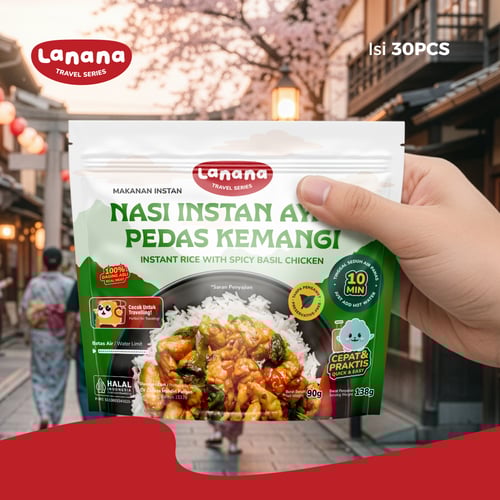 Lanana Travel Series: Nasi Instan Ayam Pedas Kemangi - Isi 30 Pcs