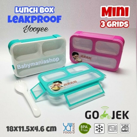 Kotak Makan Lunch Box Yooyee 3 Sekat / Grid Leak Proof / Anti Bocor Bento / Kotak Bekal