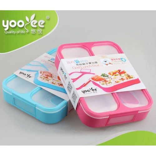 YOOYEE Kotak Makan 3 Sekat Bento Anti Bocor BPA Free 1000ml