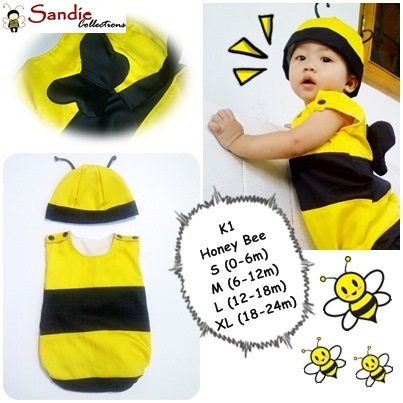 Jumper Romper Anak Bayi Lebah Bee K1 Sandie Co Lucu Unik Nyaman Pesta Foto Hangout size XL 18m 1 2 tahun