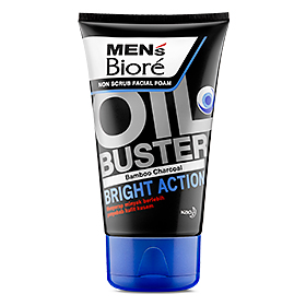 MENS BIORE Non Scrub Facial Foam Oil Buster Bright Action 100g