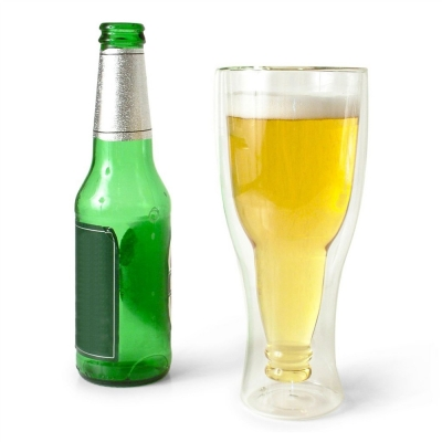 Double Layer Beer Glass Cup 400ml / Gelas Bir / Gelas Unik