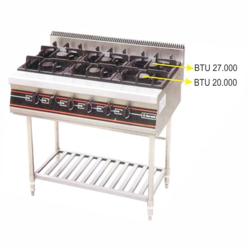 Getra RBD-6 Gas open burner with stand/kompor gas 6 tungku free standing