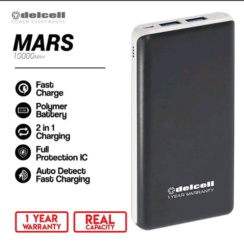 DELCELL Mars Powerbank Real Cap Fast Charging Slim 10000 mAh