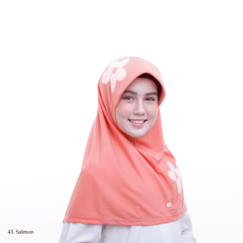 Jilbab anak Vania motif bunga ASLI original size M 8-13 th